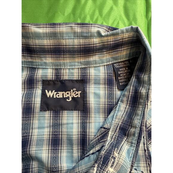Wrangler Shirt Mens Extra Large Tall XLT Blue Western Pearl Snap - Picture 5 of 10